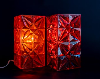 Vintage Orange plastic Wall Lamp: 1970s USSR Retro Bedside Light