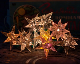Guirlande lumineuse de Noël en cristal, guirlande lumineuse vintage soviétique, décoration de Noël, URSS