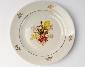 Vintage floral plates Riga porcelain dinner plates Cottage core decor Botanical pates RPR