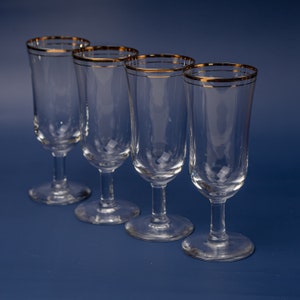 Wine glasses set of 4 Wedding champagne flutes Vintage glassware 60s glass goblet set