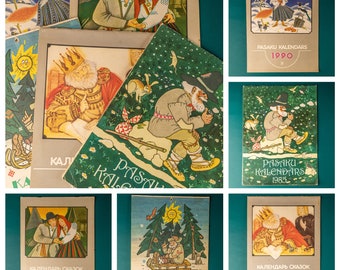 Vintage kids magazine Wall calendar book with fairy tales 80s 90s in Russian language preschool busy book old magazines
