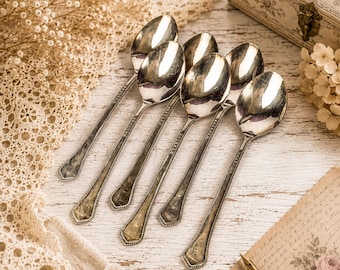 Vintage cutlery set Large soup spoons Decorative flatware set Soviet dinner spoons