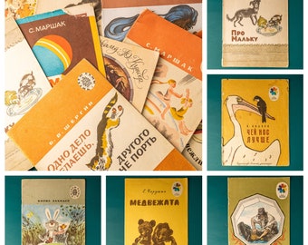 Vintage used kids books in Russian language 70s 80s Bulk preschool educational books