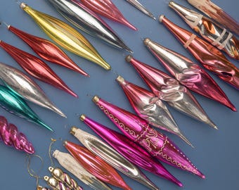 Vintage Christmas ornaments mercury glass icicle Blown glass Christmas tree hanging decor