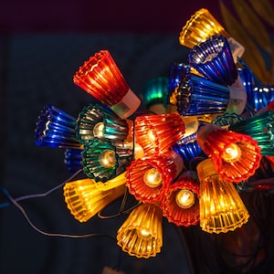 Vintage USSR Christmas Garland: Colorful Fairy String Lights