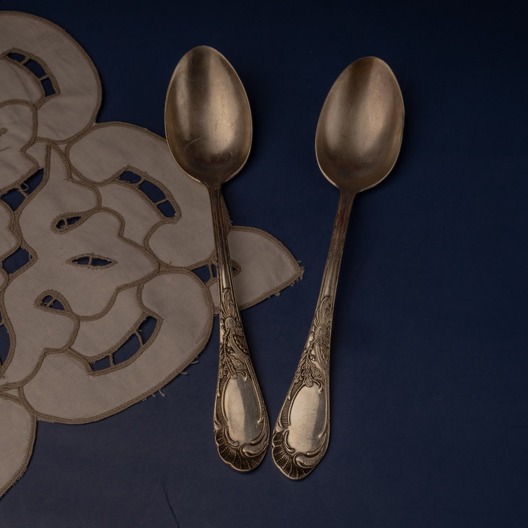 2x-vintage-large-dinner-spoon-aesthetic-cutlery-set-silver-plated