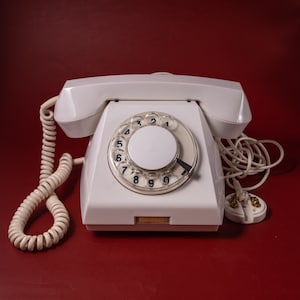 Vintage rotary phone white Retro old fashioned telephone TA-68 Desk dial landline phone office decor