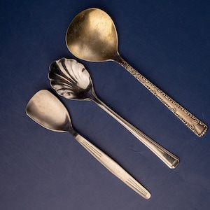 French vintage serving spoons Silver plated serving flatware Aesthetic cutlery sugar spoon