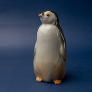 Vintage penguin porcelain figurine Mid century modern animal bird figurine Penguin art desk figurine
