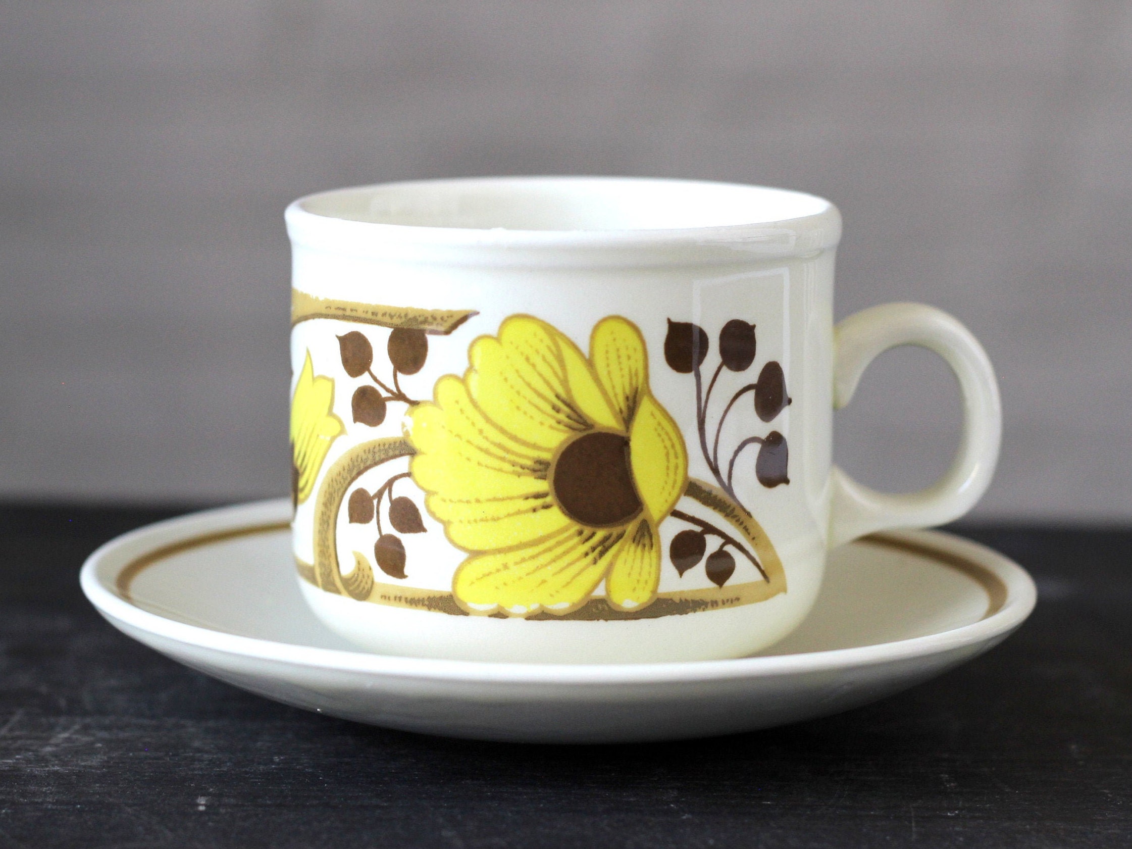 Vintage Stoneware Cup and Saucer Set Pottery Tea Cup Espresso Etsy