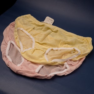 Polyester knickers Ladies polyester underwear size Small Vintage yellow pink panties