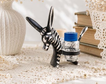 Walter Bosse Zebra Donkey Bronze Figurine Salt Pepper Shakers Holder Safari Decor