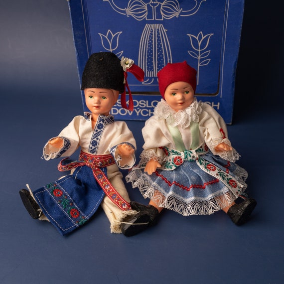 Vintage Czech Folk Art Dolls: Lidova Tvorba Rubber Dolls in Box - Etsy