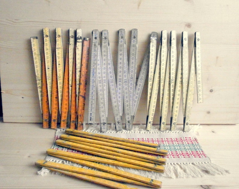 Industrial supplies Measuring tools Meter stick collapsing ruler Old wooden folding wooden ruler 2 meter length ruler yellow white ruler