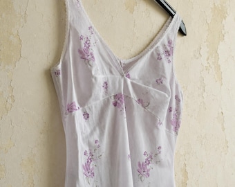 Vestido lencero de encaje estilo años 90: camisón floral transparente, talla XS