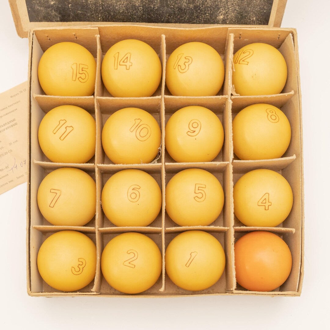 Soviet Bakelite Billiard Ball Set 60mm Vintage USSR Snooker Balls 80s ...