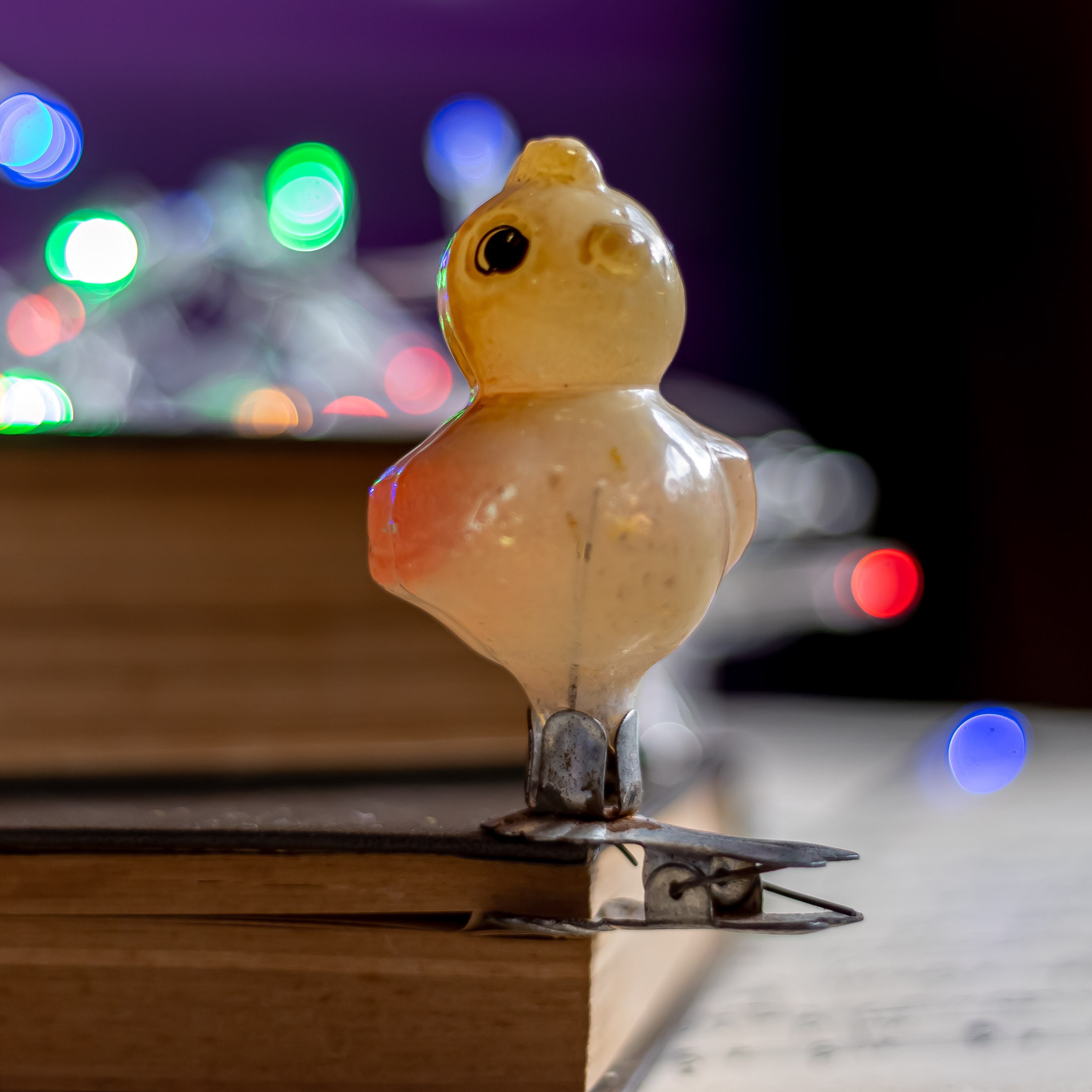 Vintage Christmas Ornament Glass Chick Rooster Hen Clip on