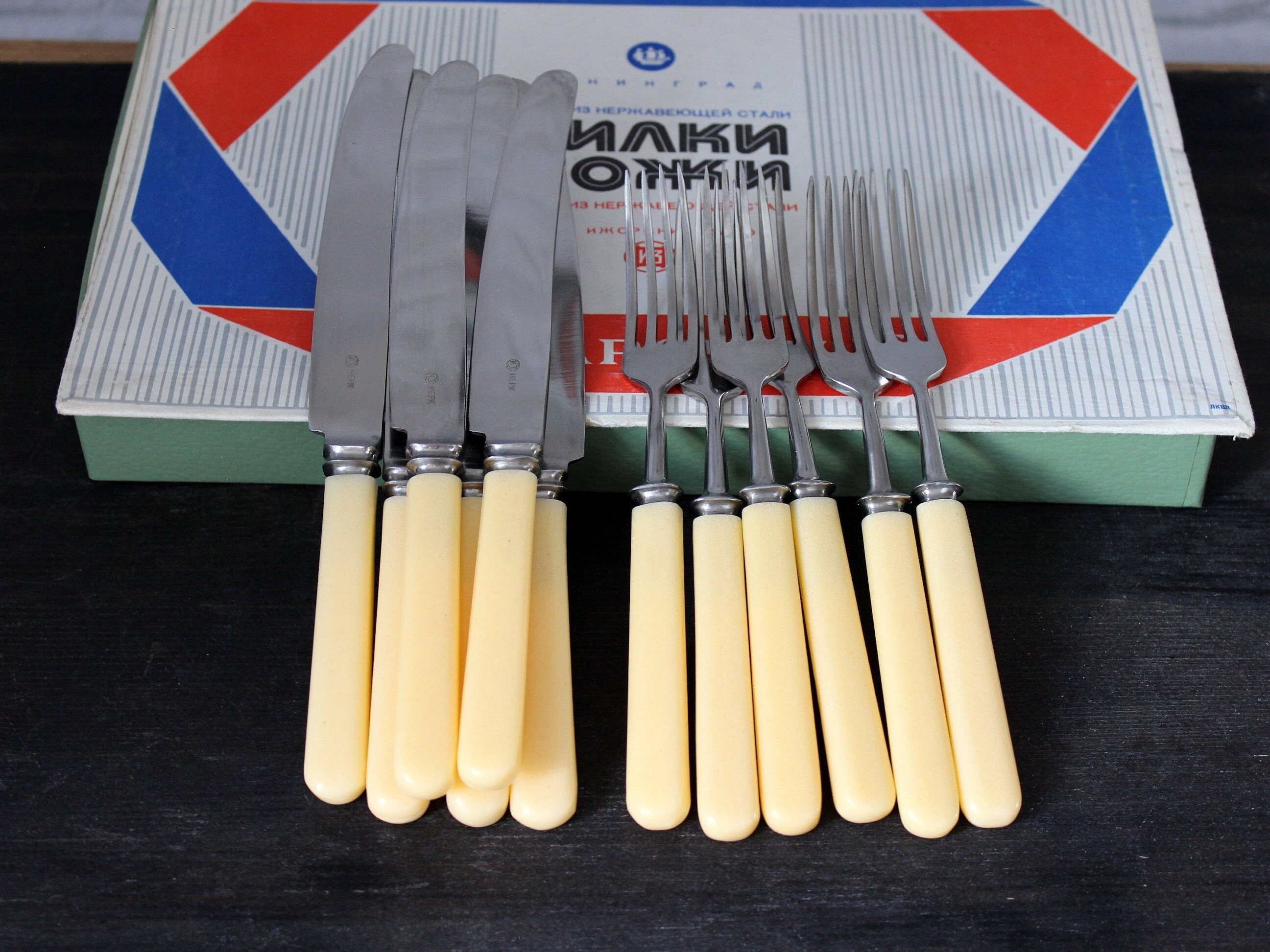 Cutlery & Knives Vintage Russian Kitchen Decor 6 Forks and 6 Knives