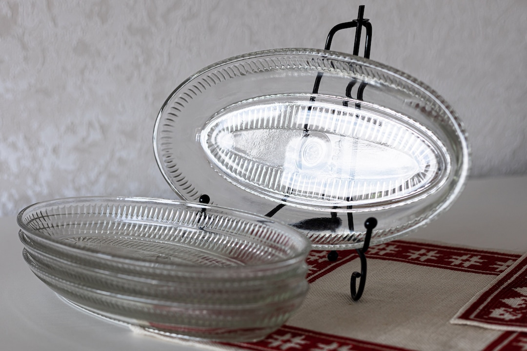 Oval Cut Glass Bowl Vintage Fish Plate Casserole Dish USSR Etsy