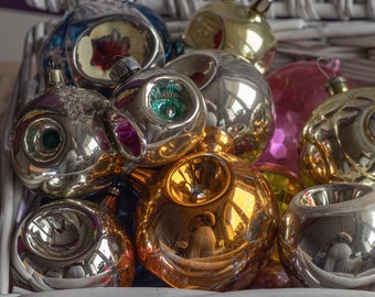 Christmas ornaments indent glass balls Reflector Colorful glass lanterns flashlights Blown glass holiday decor