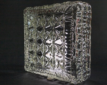 Vintage square Cut glass ceiling lamp shadow Thick crystal glass lampshade 60s