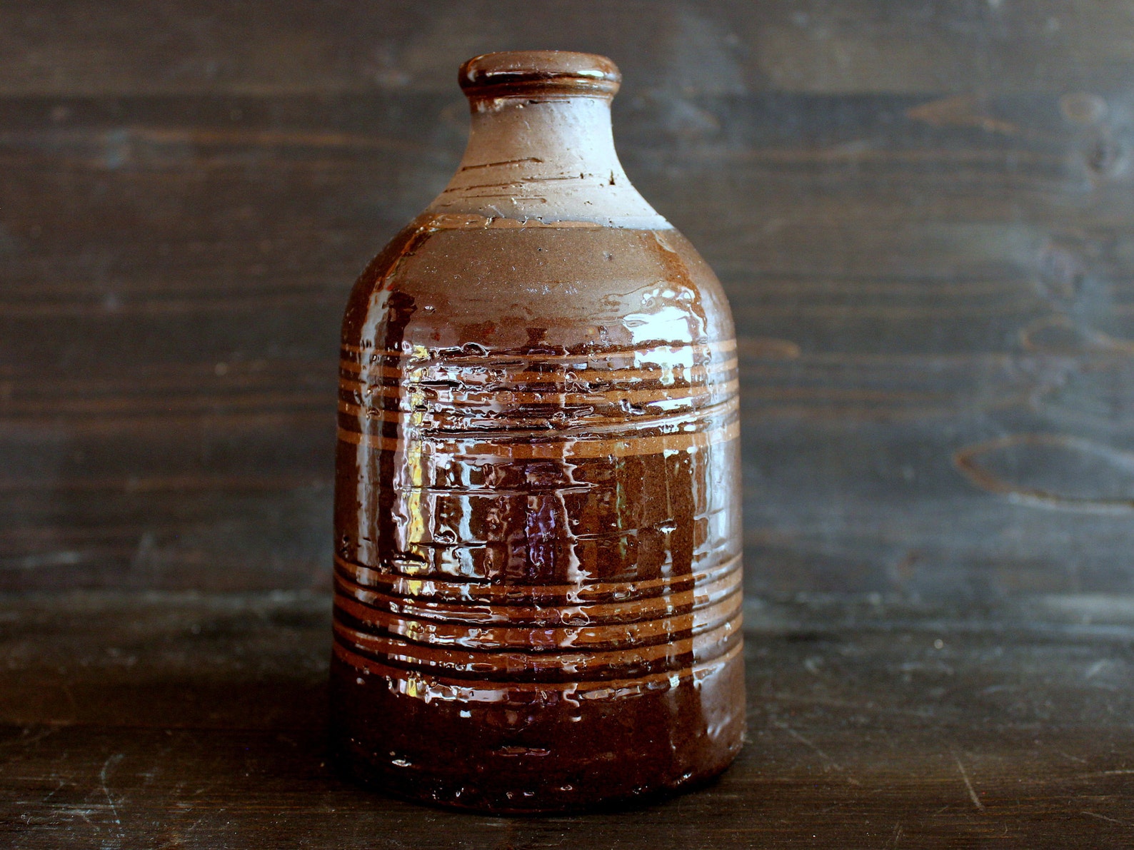 Antique Brown Pottery Vase Jie Sweden / Swedish Farmhouse Etsy