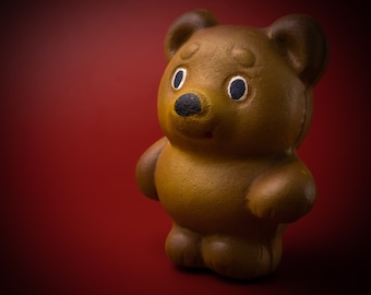 Vintage Rubber Winnie the Pooh Toy: USSR Squeak Doll
