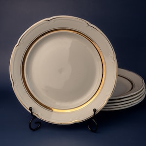 Vintage faience plates white with frill borders Minimalist dinner plates Pie plate ZIK plates