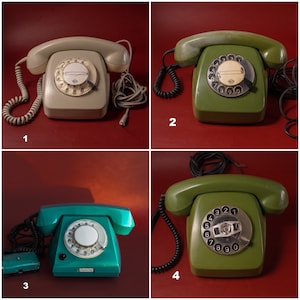 Téléphone à cadran à l'ancienne TA-68, vert olive, téléphone fixe, décoration de bureau