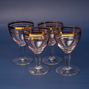 Vintage glassware liqueur glasses set of 4 Stemmed shot glasses Old fashioned glass barware 50s