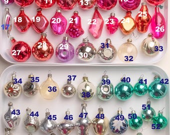 Vintage Christmas ornaments miniature glass balls Blown mercury glass mini decorations Christmas tree hanging decor