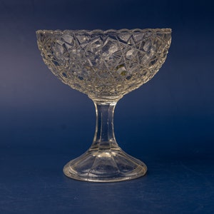 Vintage cut glass glass footed dish Small glass candy dish Pedestal bowl Bonbon Lead glass jam dish