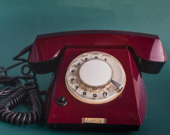 Old fashioned rotary phone Retro cherry red telephone TA-68 Desk dial landline phone office decor