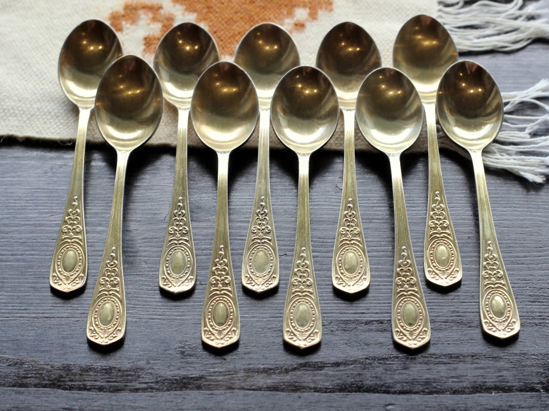 10x Vintage Tea Spoons Gold and Silver Plated Coffee Spoon Set Etsy