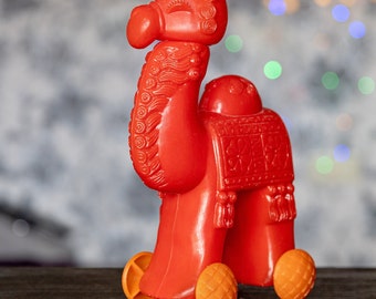 Camello de juguete vintage soviético, juguete de arrastre para bebés, animales, juguete para andadores para niños pequeños