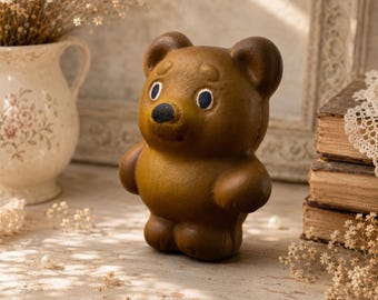 Juguete antiguo de goma de Winnie the Pooh: Muñeco chirriante de la URSS