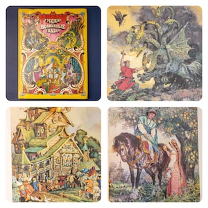 Old Russian folktale book 90s Vintage kids book Folk tales and novels Poems for children