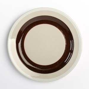 Piattini in ceramica Arabia Finlandia Raito Piccolo piatto da dessert bianco marrone metà secolo moderno