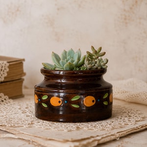 Indoor succulent planter Unique cactus planter German vintage pottery small plant pot