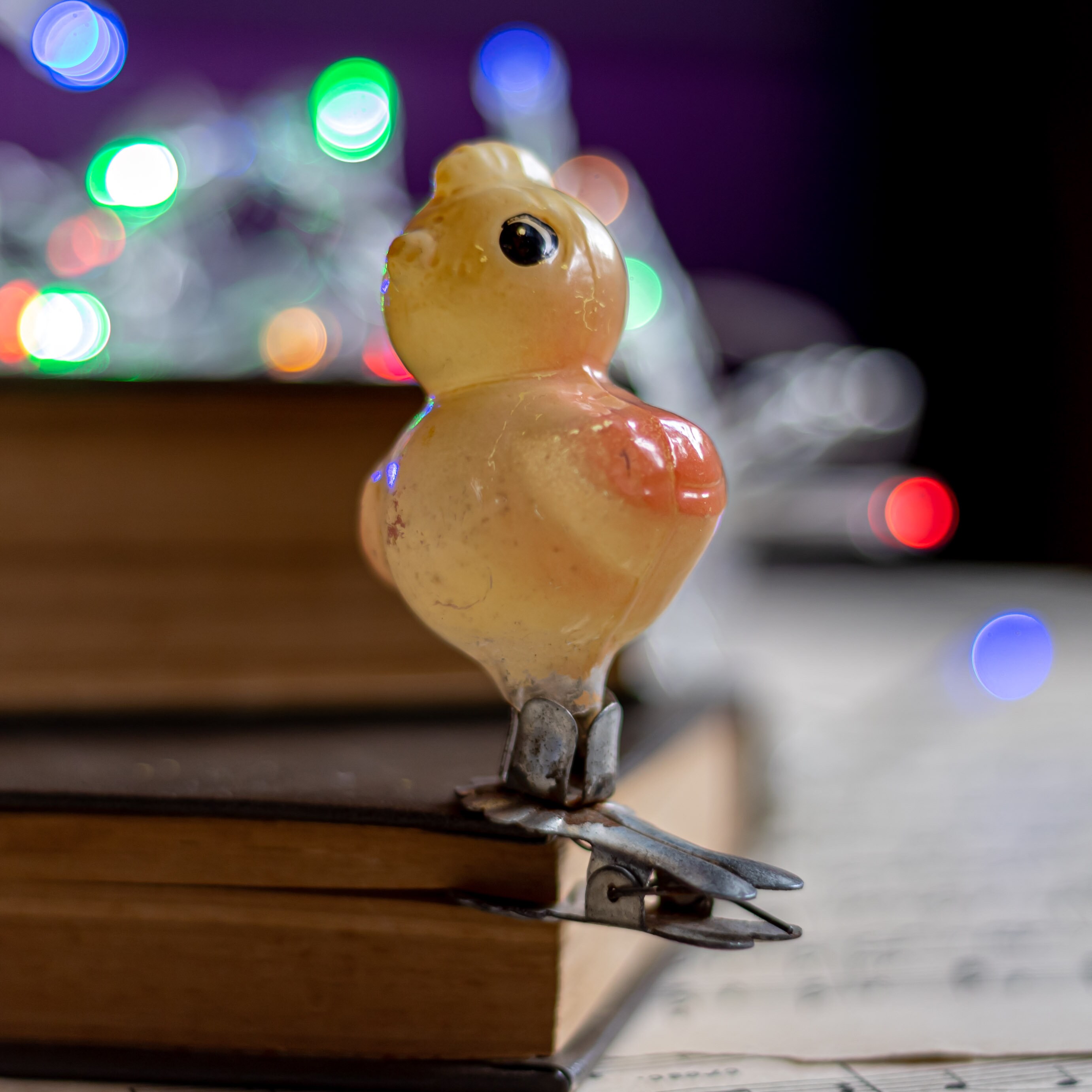Vintage Christmas Ornament Glass Chick Rooster Hen Clip on