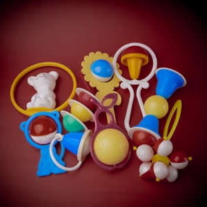 Vintage baby rattle toy Antique rattle beanbag Cats pets animals