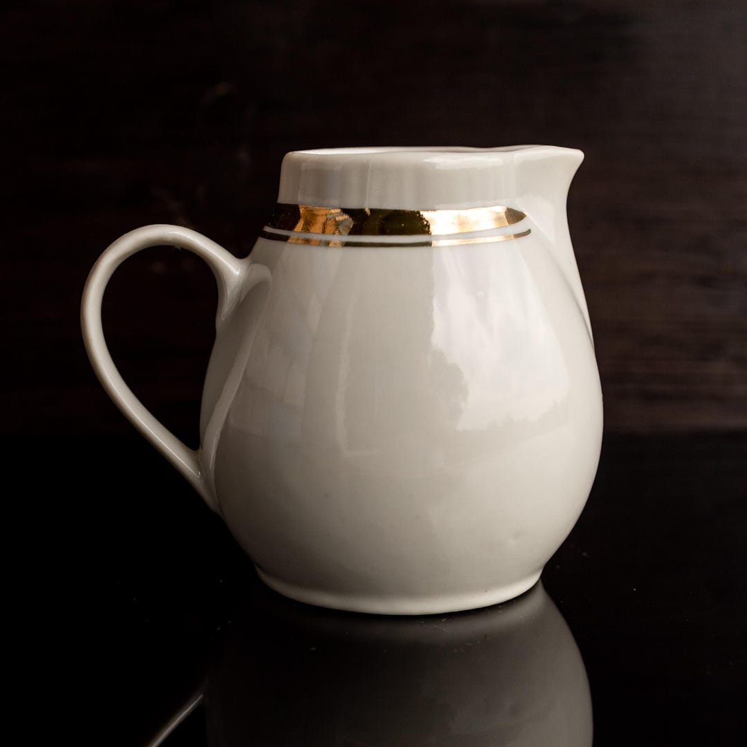 Vintage White Gold Creamer by Rigas Porcelain Marijka Series Small Milk ...
