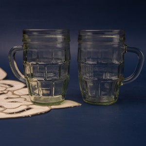 Vintage beer mug Small etched glass beer stein Kvass mug Punch glasses 250ml mulled wine cups