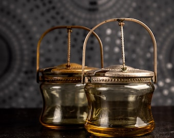 Vintage Yellow Glass Sugar Bowl with Lid: USSR Decorative Dish