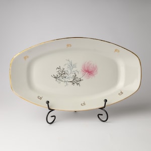 Riga porcelain serving platter Large oval floral plate Fish sushi serving bowl