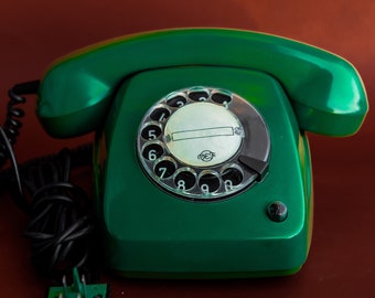 Téléphone à cadran à l'ancienne Téléphone vert rétro TA-68 Décoration de bureau pour téléphone fixe avec cadran de bureau