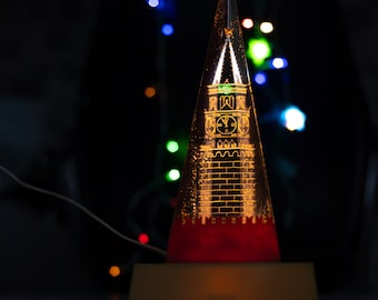 Vintage night light lamp Architecture Moscow Kremlin tower building lamp Soviet propaganda nostalgic decor