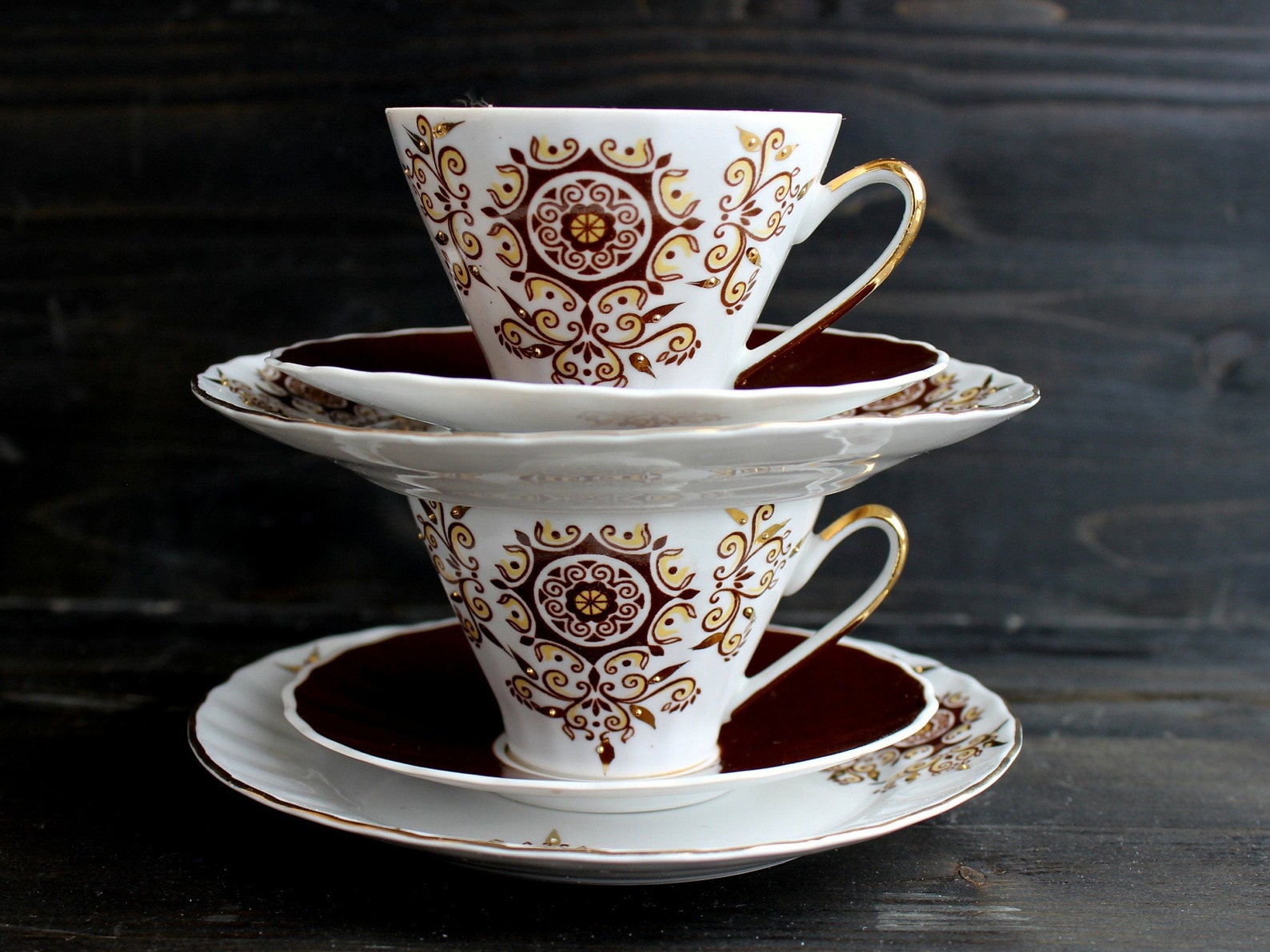 Small coffee cup and saucer set USSR porcelain espresso cups Etsy