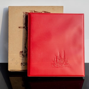 Vintage Fotoalbum Erinnerungsbuch unbenutzt rot Reisefoto- und Postkartenalbum