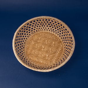 Vintage Wicker Bread Basket: Handmade Fruit Bowl, 1960s USSR